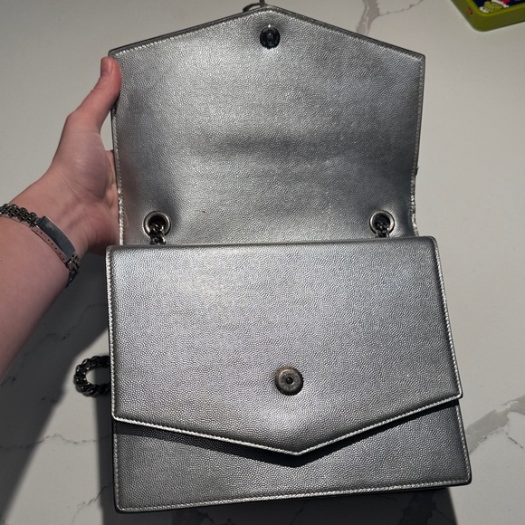 Yves Saint Laurent Metallic Silver Shoulder Bag - Picture 7 of 10